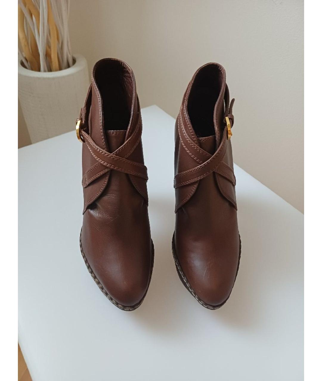 SERGIO ROSSI Коричневые кожаные ботильоны, фото 5