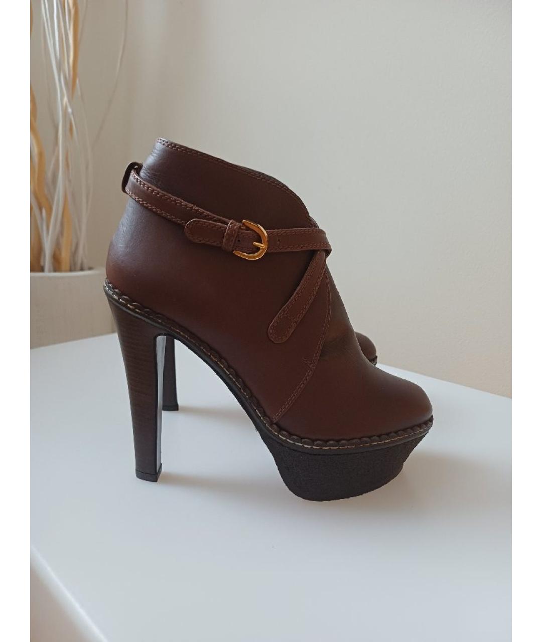 SERGIO ROSSI Коричневые кожаные ботильоны, фото 2