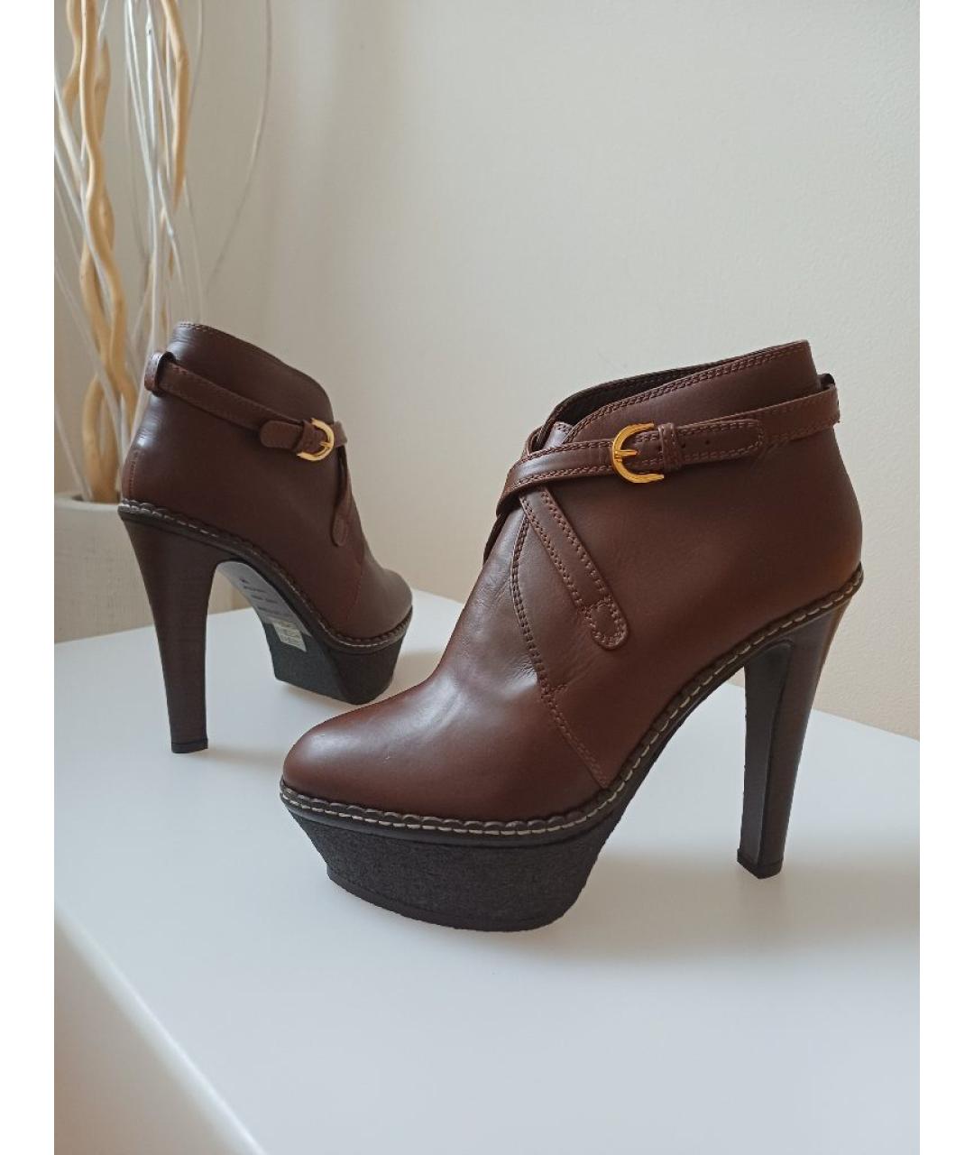 SERGIO ROSSI Коричневые кожаные ботильоны, фото 4