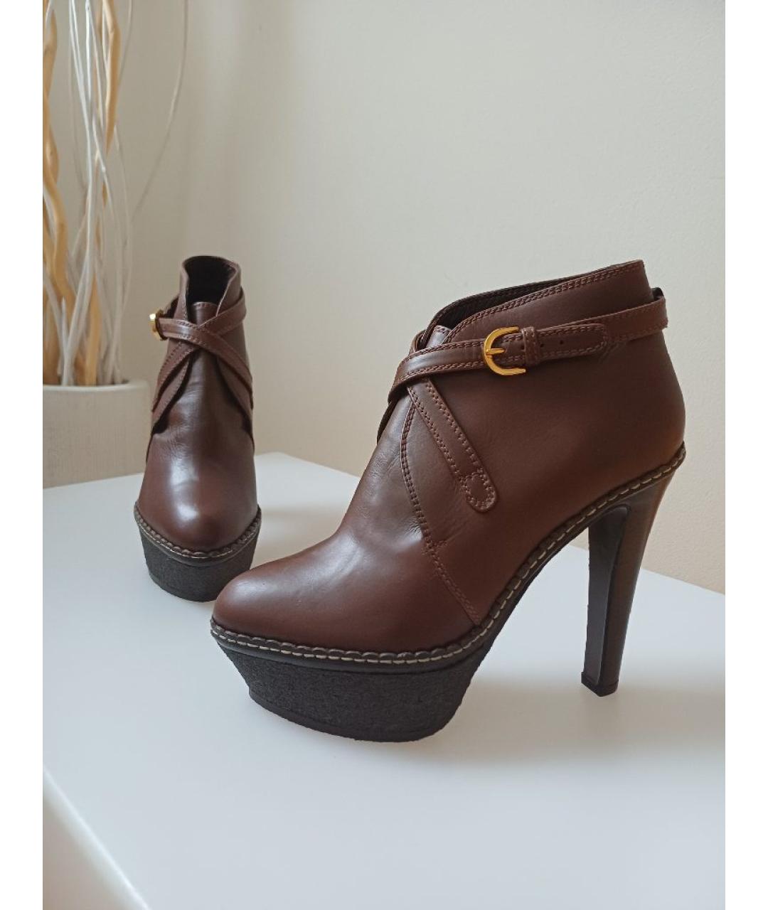 SERGIO ROSSI Коричневые кожаные ботильоны, фото 3