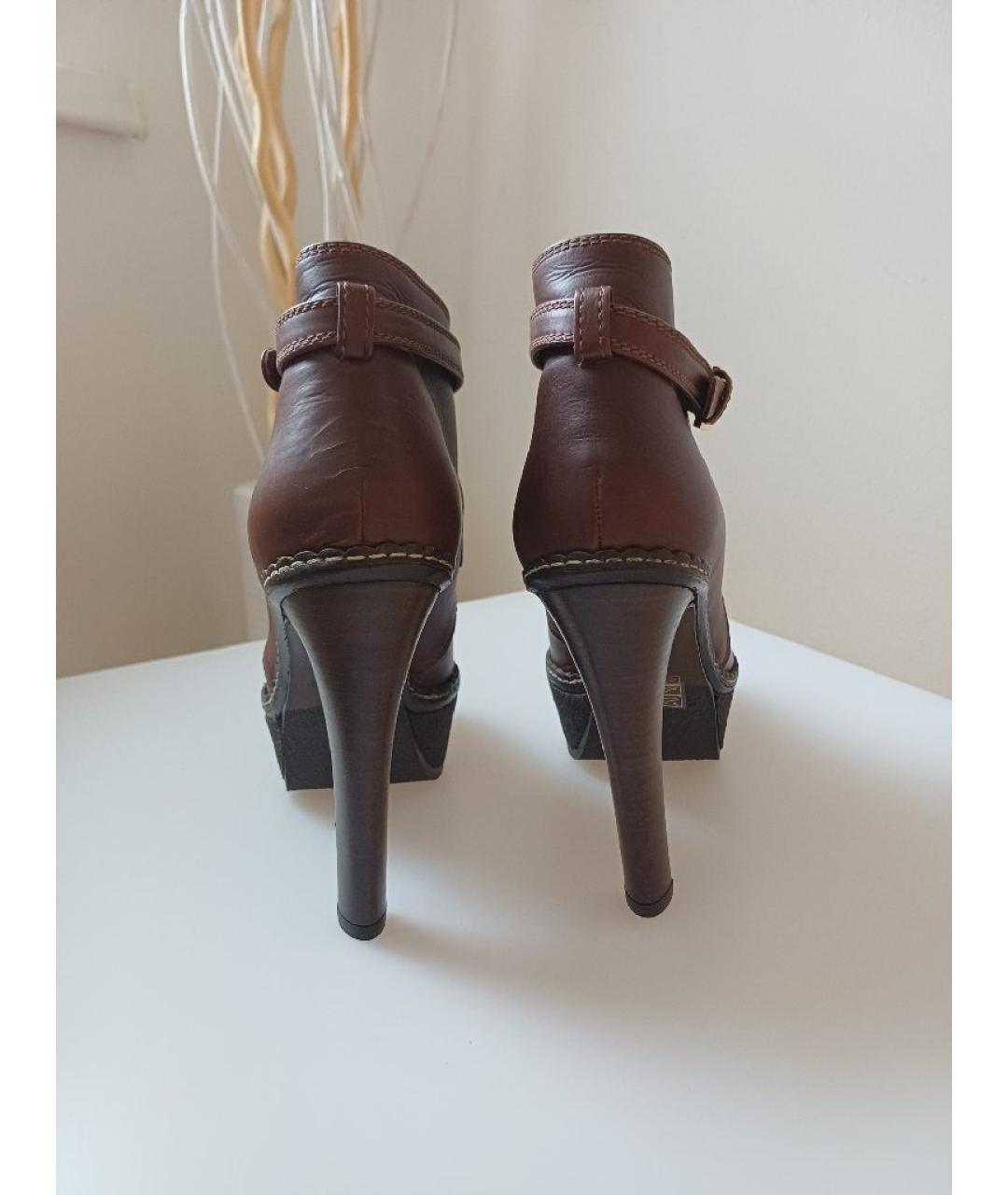SERGIO ROSSI Коричневые кожаные ботильоны, фото 6