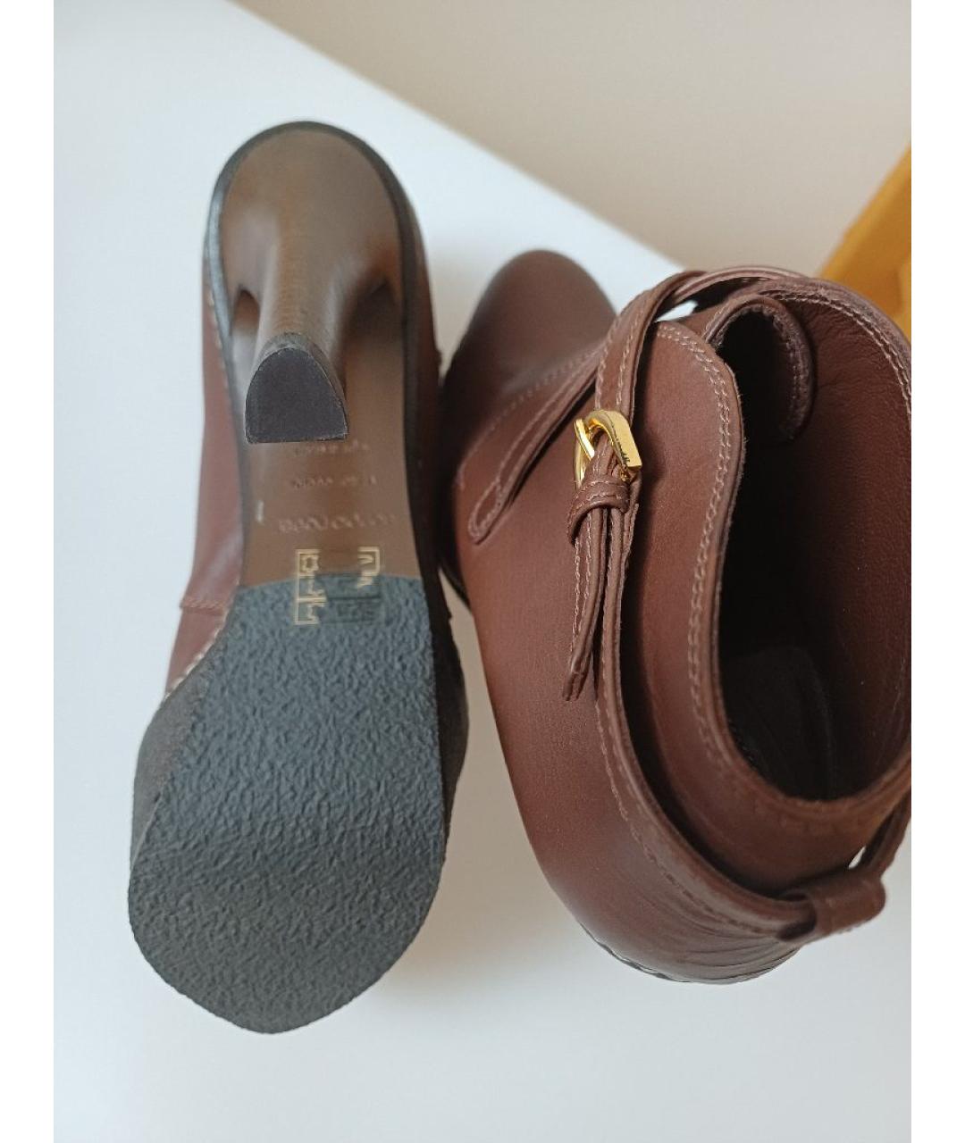 SERGIO ROSSI Коричневые кожаные ботильоны, фото 7