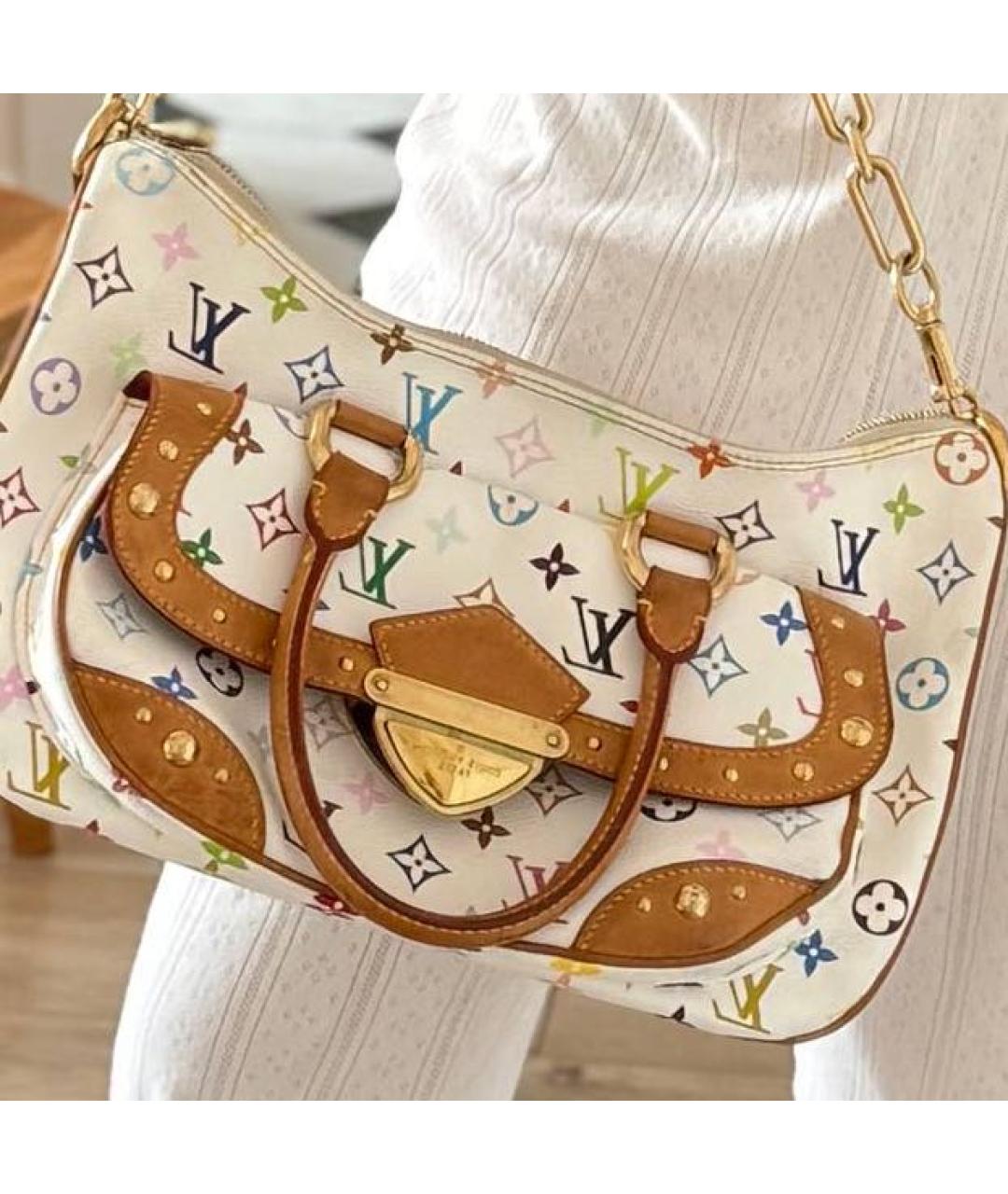 LOUIS VUITTON Белая кожаная сумка с короткими ручками, фото 4