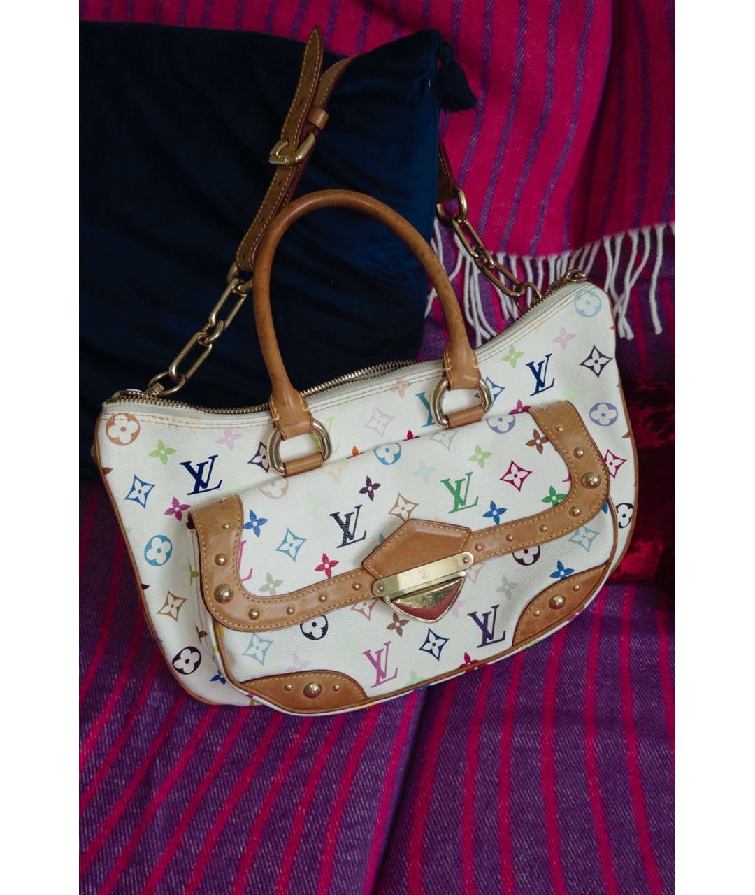 LOUIS VUITTON Белая кожаная сумка с короткими ручками, фото 2