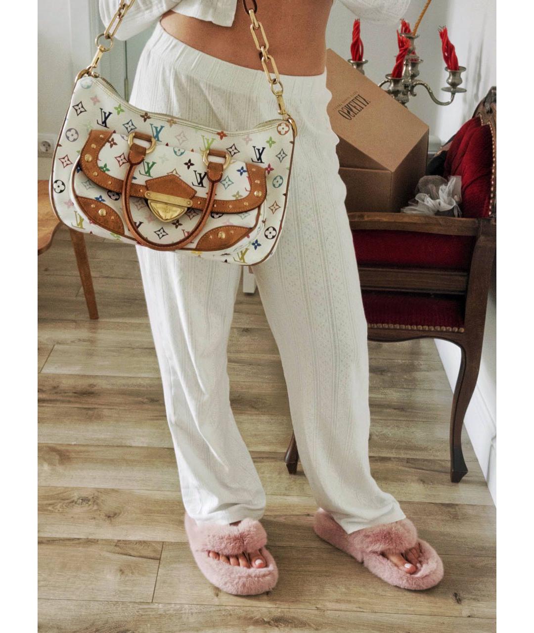 LOUIS VUITTON Белая кожаная сумка с короткими ручками, фото 3