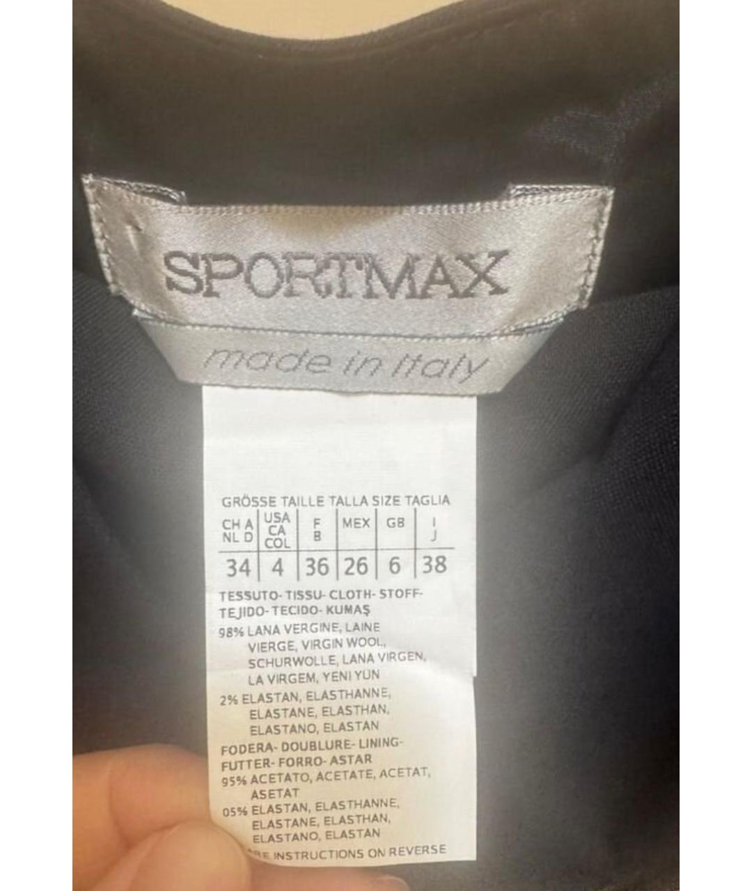 SPORTMAX Темно-синее шерстяное повседневное платье, фото 3