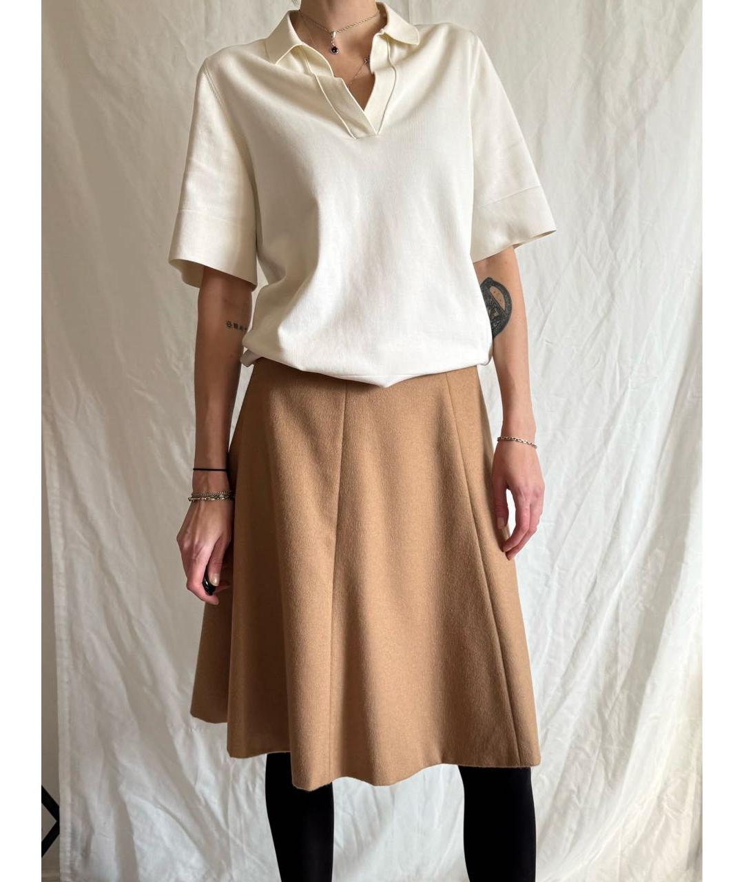 MAX MARA STUDIO Коричневая шерстяная юбка миди, фото 3
