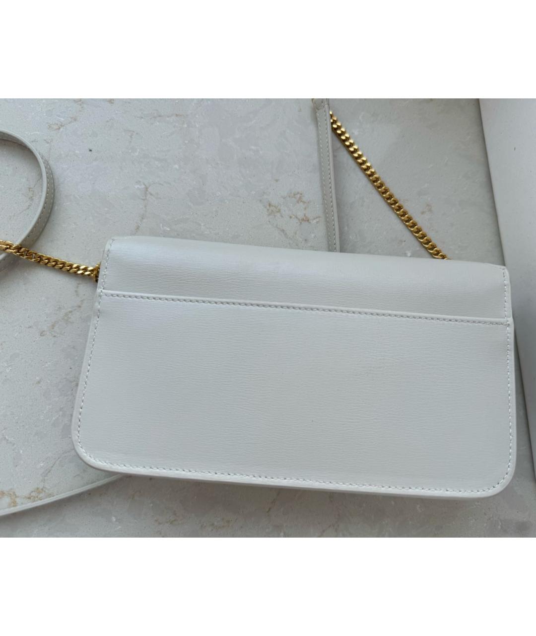 SAINT LAURENT Белая кожаная сумка через плечо, фото 3