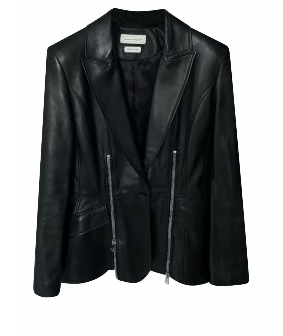 MCQ ALEXANDER MCQUEEN Черный кожаный жакет/пиджак, фото 1