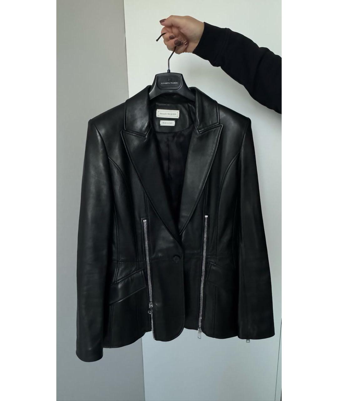 MCQ ALEXANDER MCQUEEN Черный кожаный жакет/пиджак, фото 7