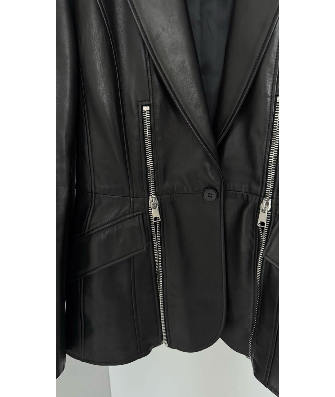 MCQ ALEXANDER MCQUEEN Черный кожаный жакет/пиджак, фото 4