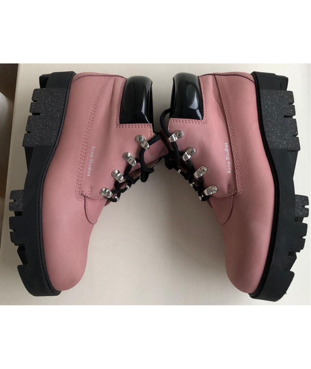 ACNE STUDIOS Розовые нубуковые ботинки, фото 4