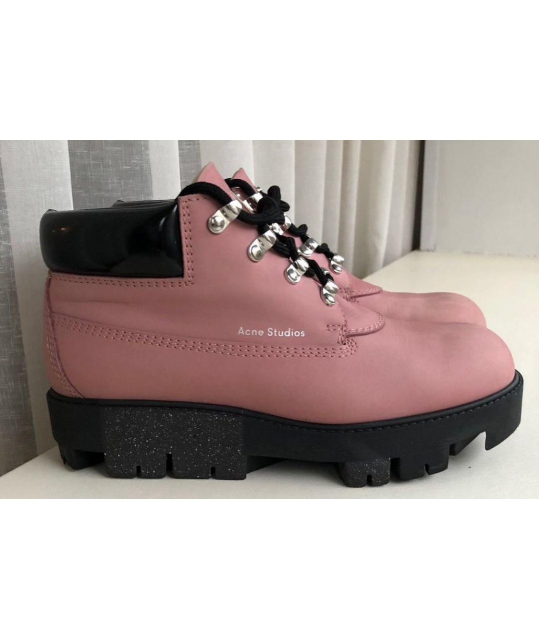 ACNE STUDIOS Розовые нубуковые ботинки, фото 9