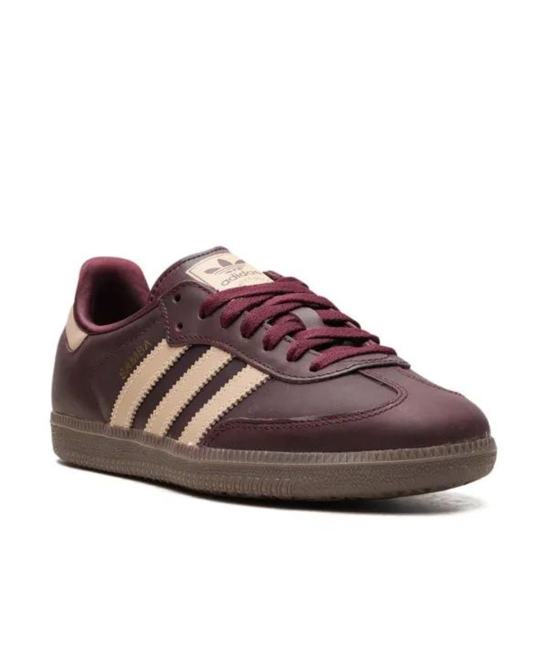 ADIDAS Бордовые кожаные кроссовки, фото 2