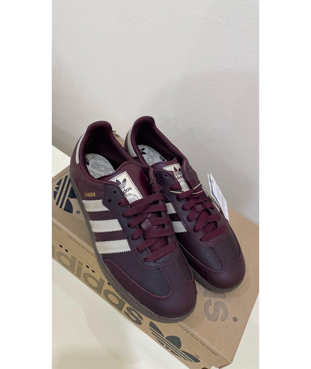 ADIDAS Бордовые кожаные кроссовки, фото 6