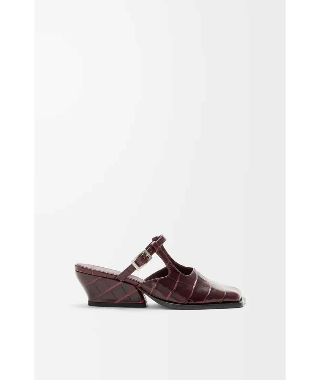 LOEWE Бордовые кожаные мюли, фото 7