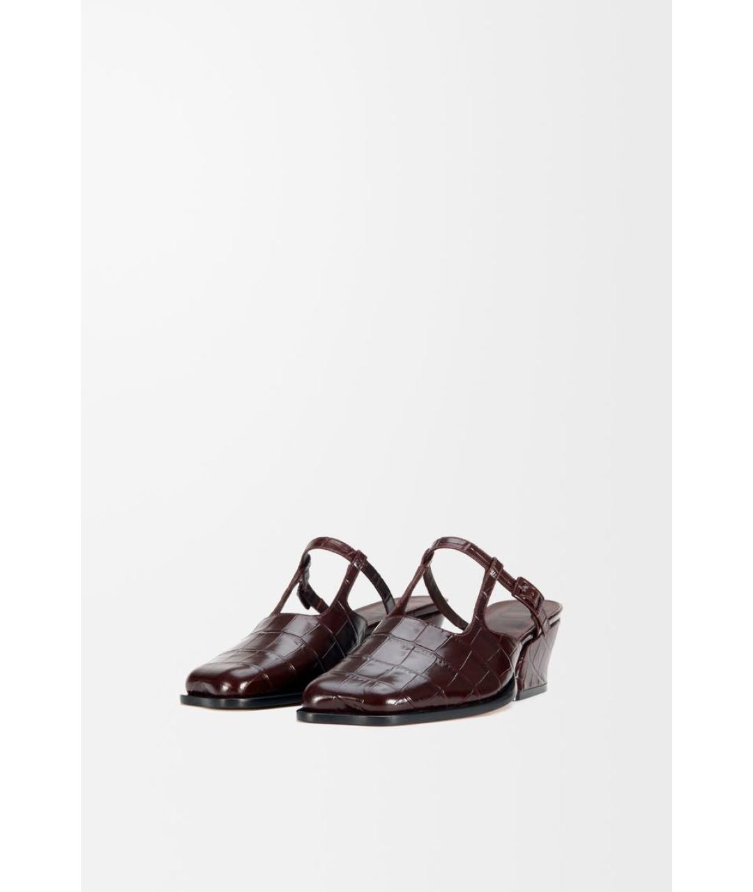 LOEWE Бордовые кожаные мюли, фото 2