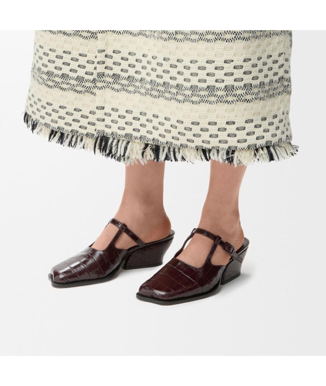 LOEWE Бордовые кожаные мюли, фото 3