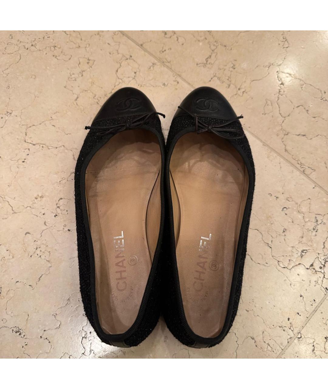 CHANEL Черные текстильные балетки, фото 3