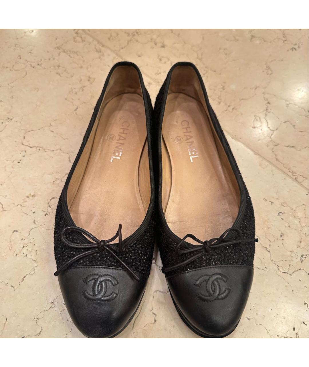 CHANEL Черные текстильные балетки, фото 2
