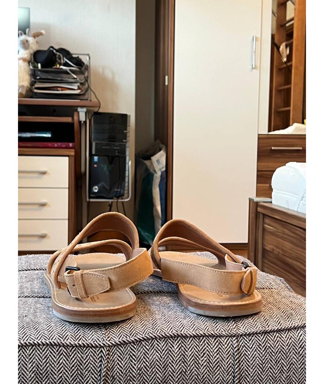 BOTTEGA VENETA Бежевые замшевые сандалии, фото 4