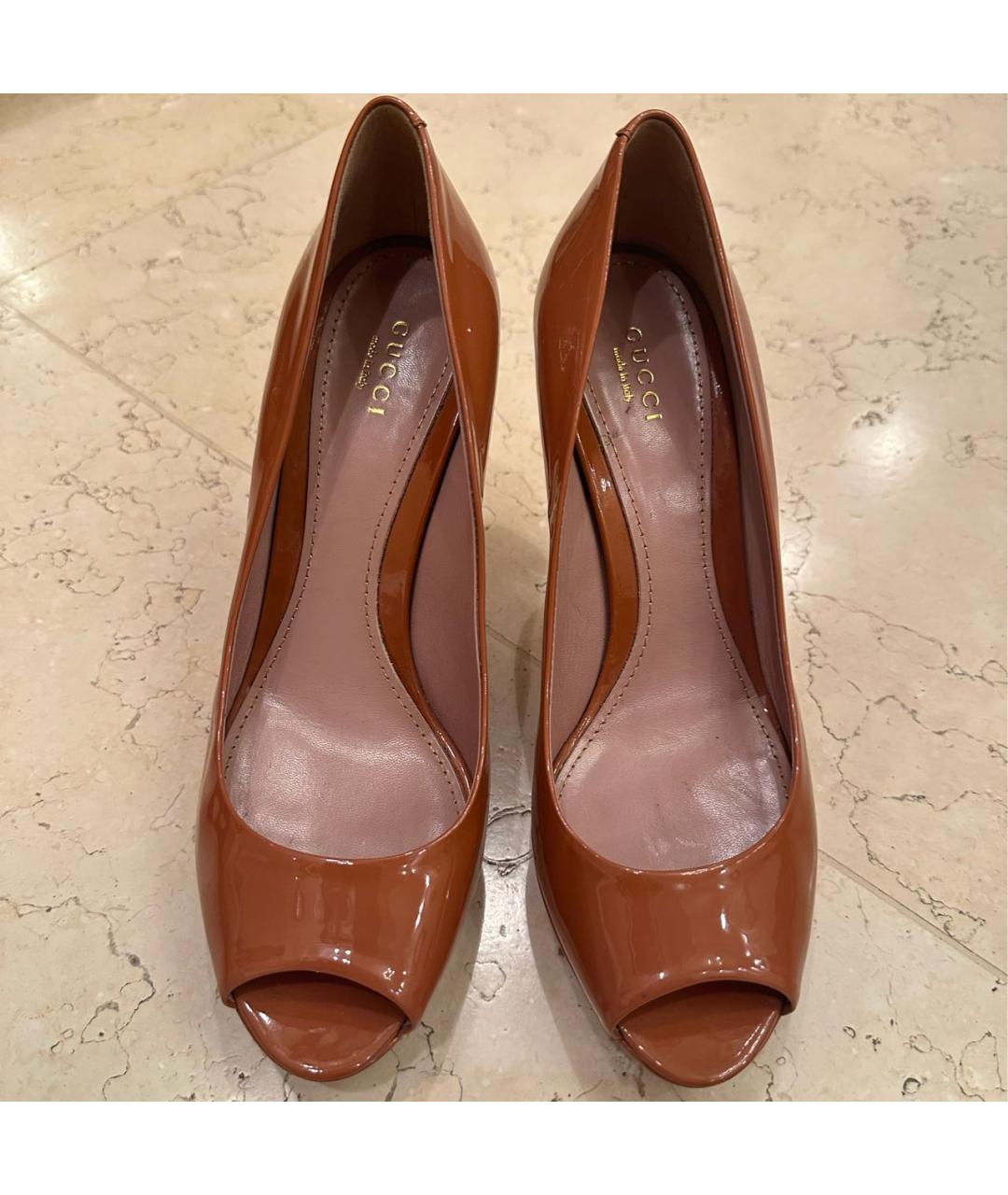 GUCCI Коралловые туфли из лакированной кожи, фото 2