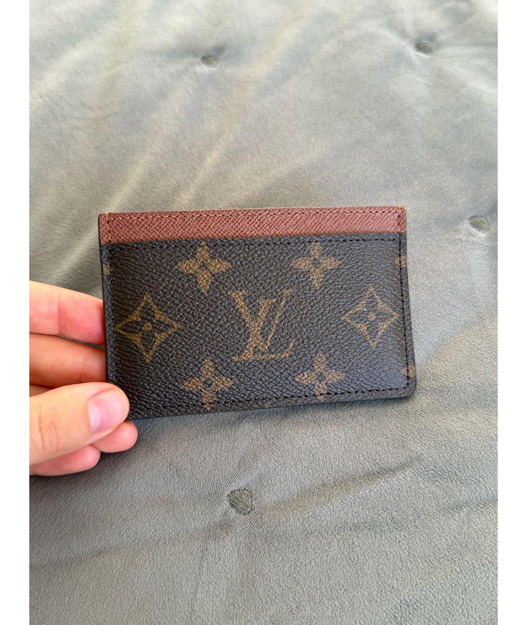 LOUIS VUITTON Коричневый кожаный кардхолдер, фото 2