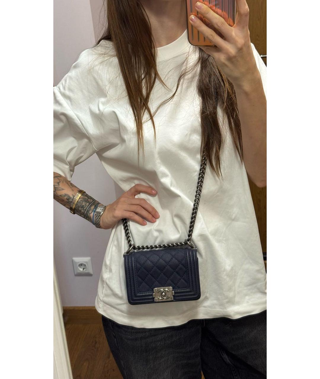 CHANEL Темно-синяя замшевая сумка через плечо, фото 5