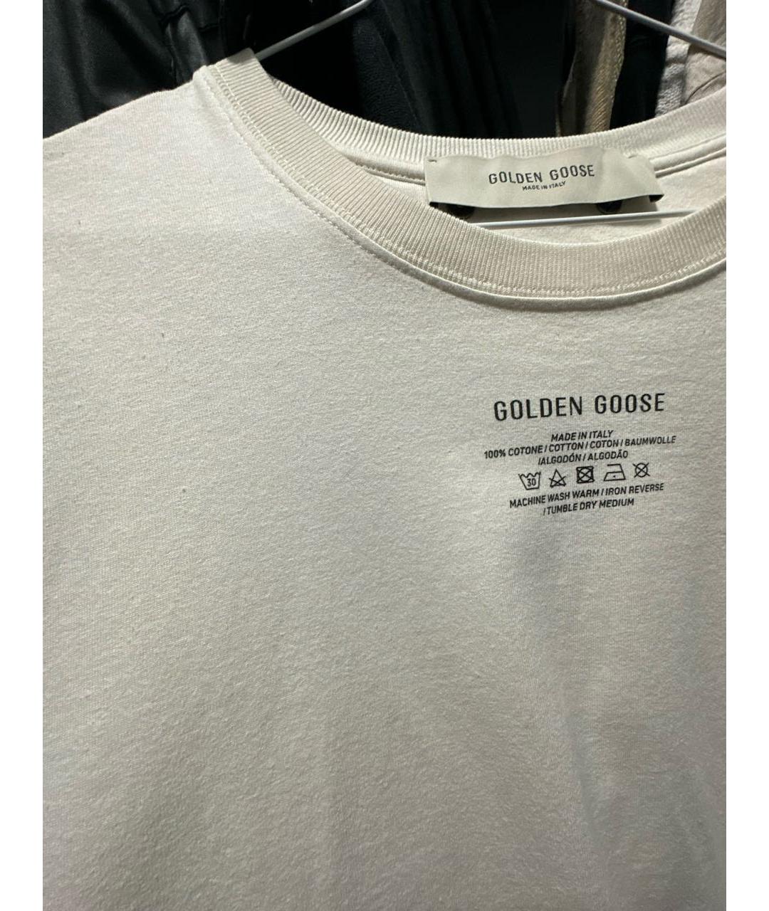 GOLDEN GOOSE DELUXE BRAND Бежевая хлопковая футболка, фото 4