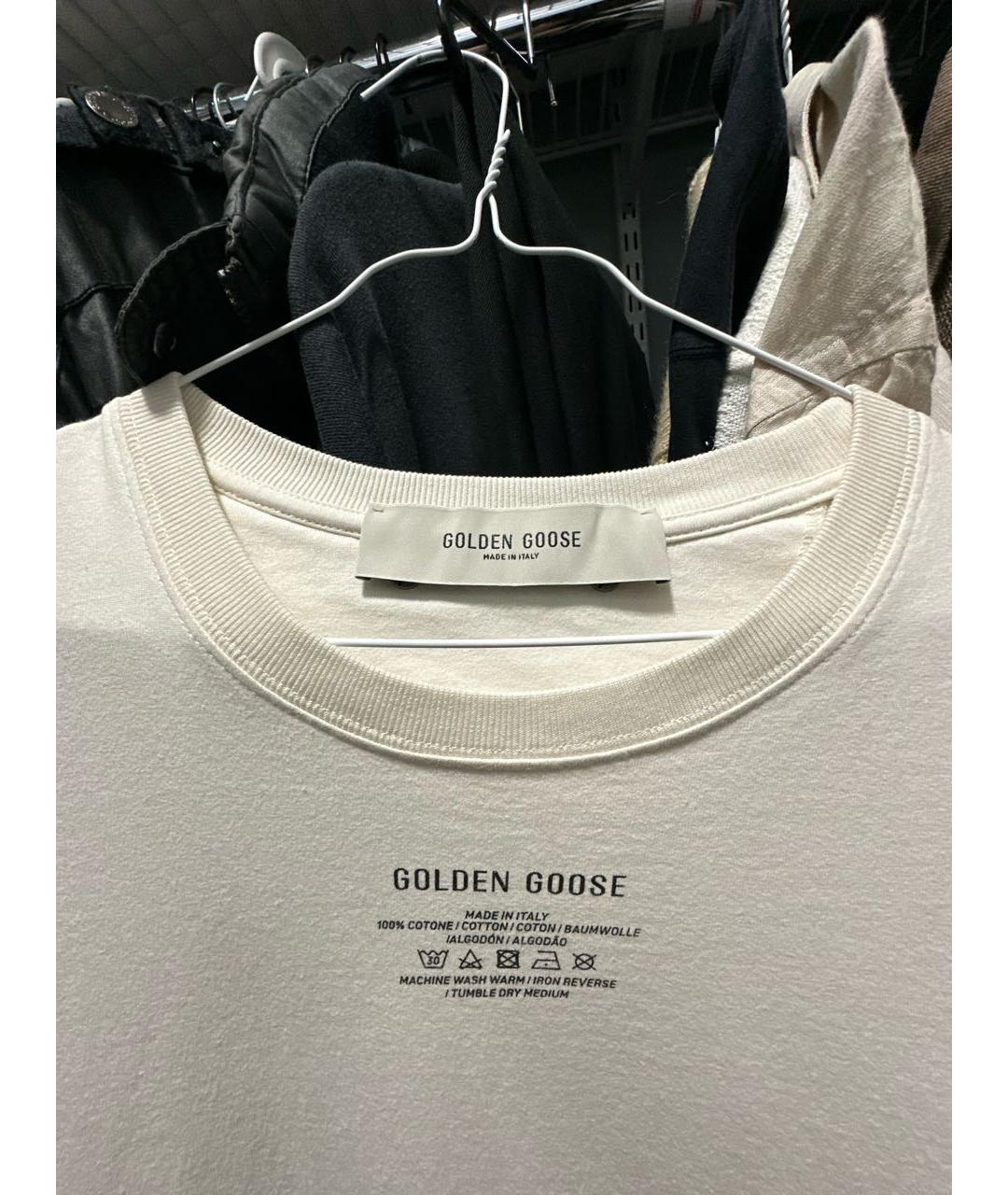 GOLDEN GOOSE DELUXE BRAND Бежевая хлопковая футболка, фото 3