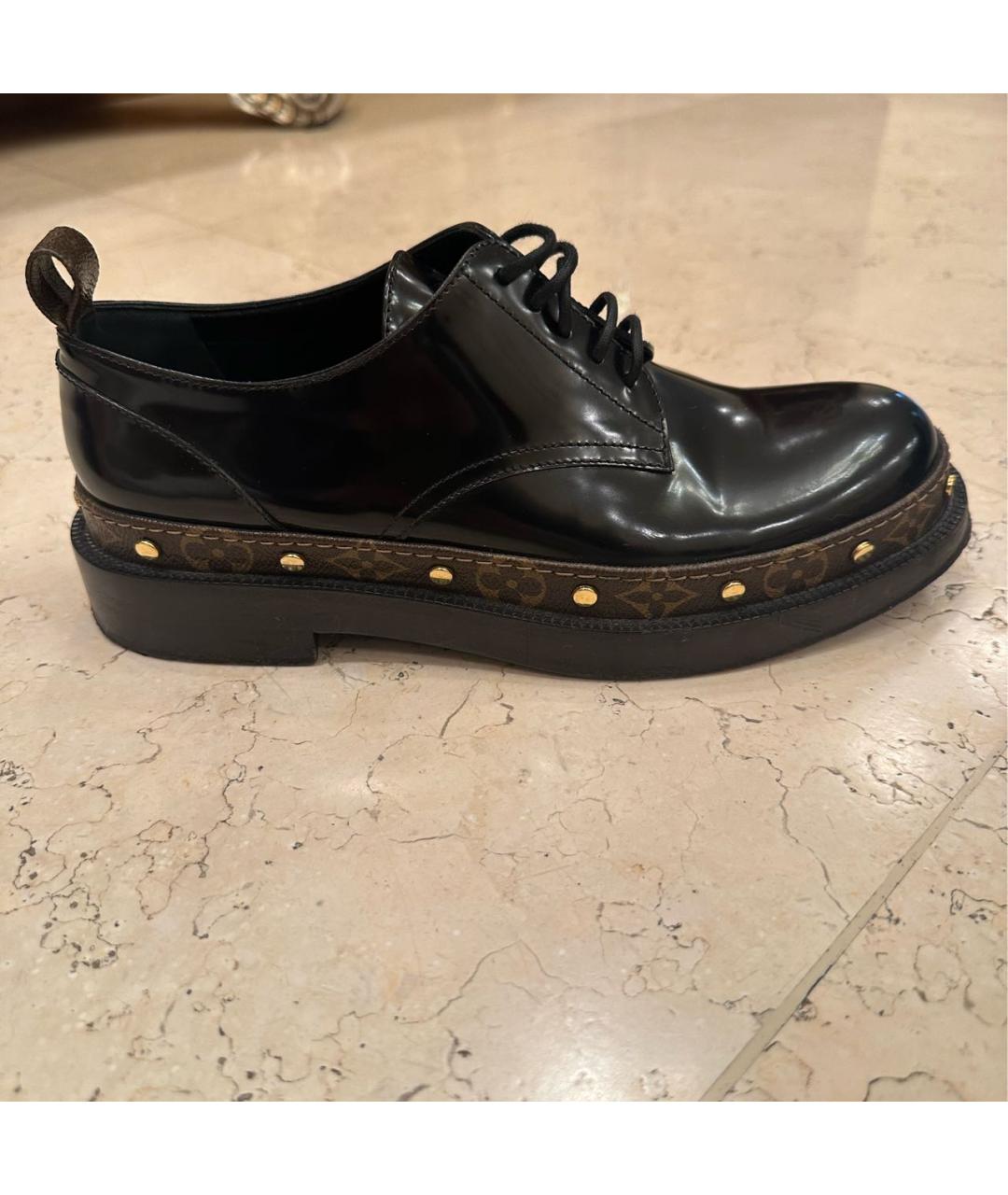 LOUIS VUITTON Черные кожаные брогги и оксфорды, фото 5