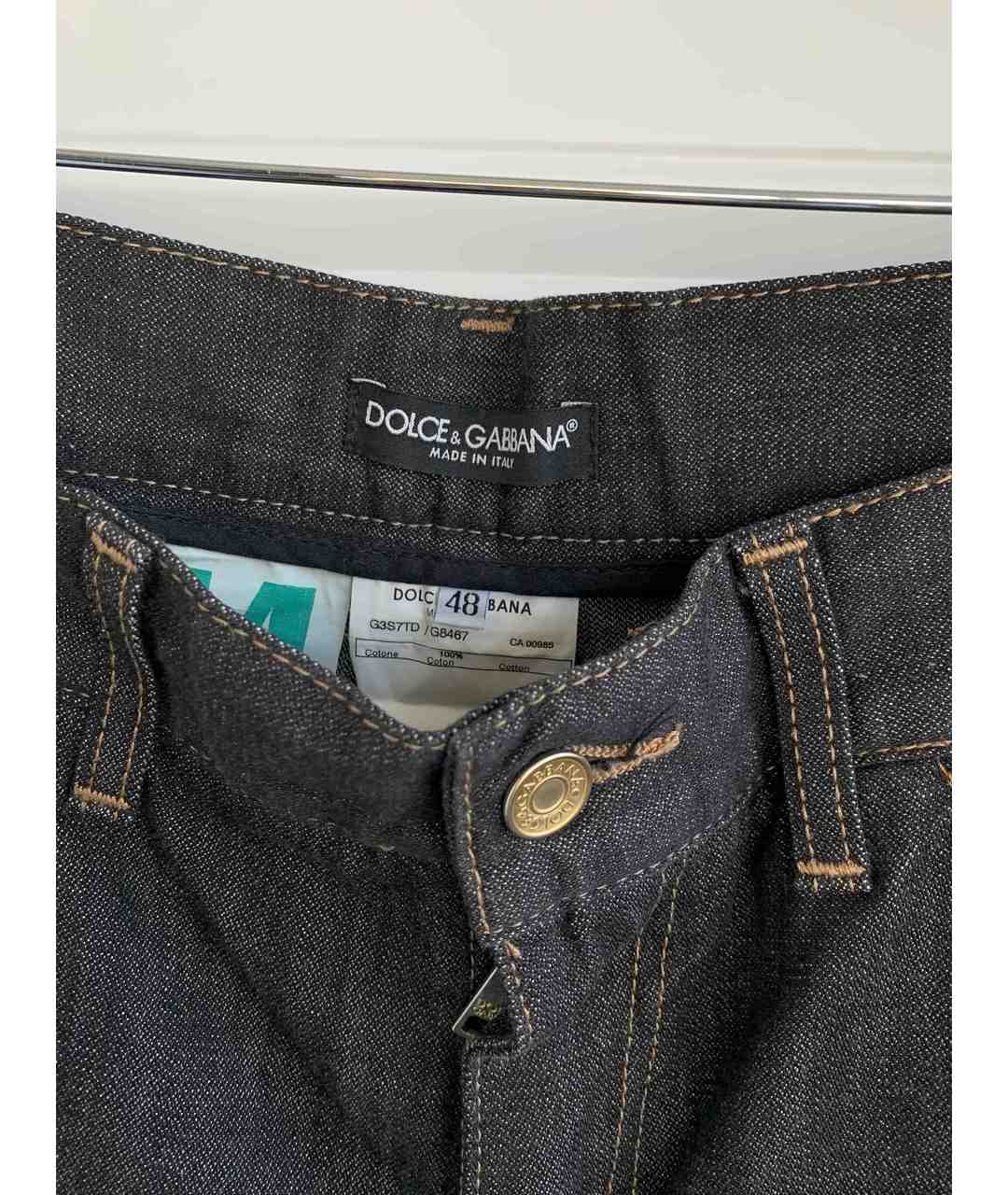 DOLCE&GABBANA Черные хлопковые прямые джинсы, фото 3