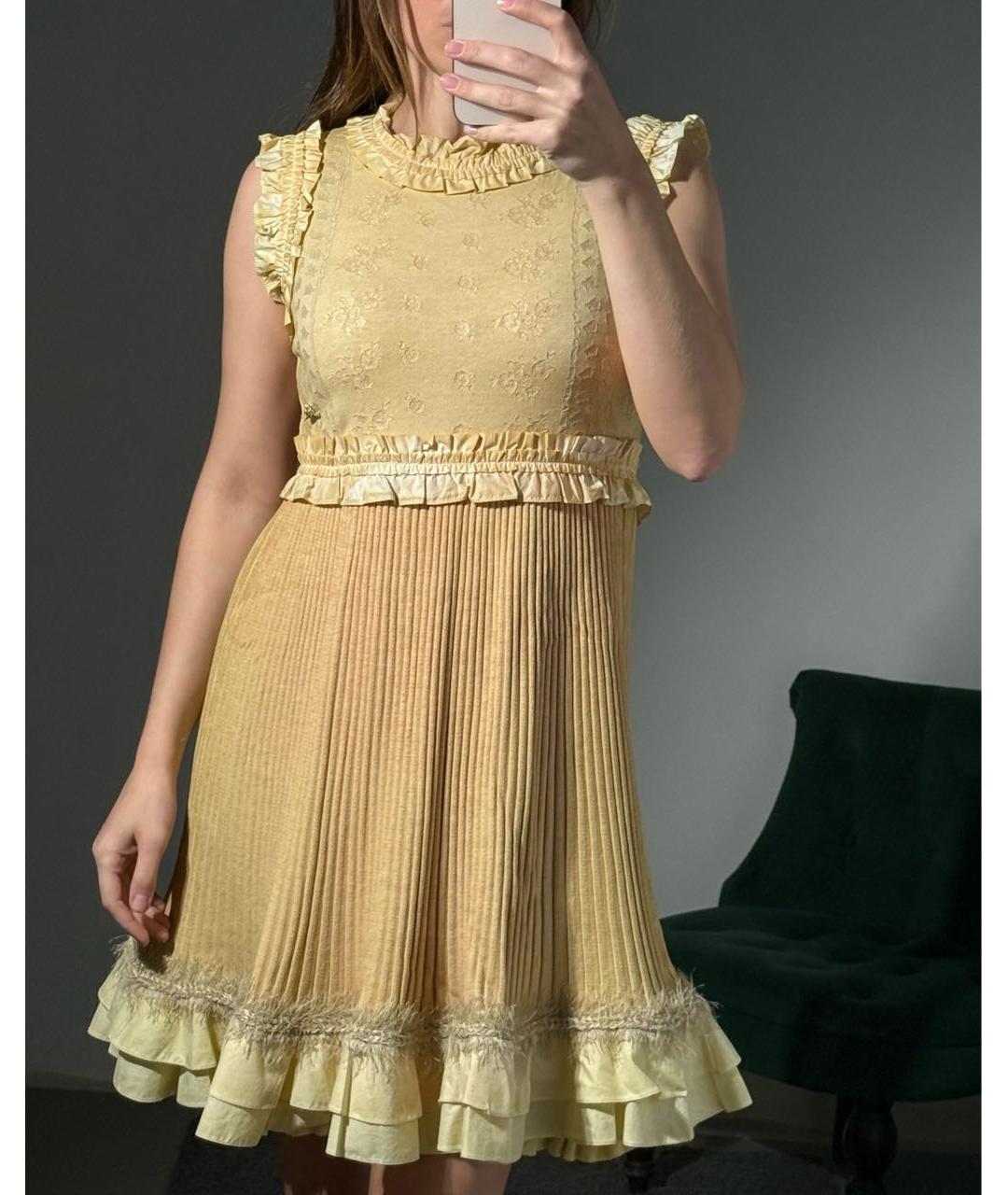 CHANEL Бежевое хлопковое коктейльное платье, фото 5