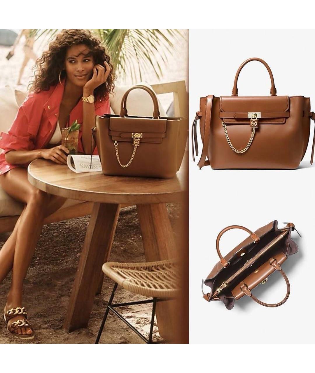 MICHAEL KORS Коричневая кожаная сумка с короткими ручками, фото 2