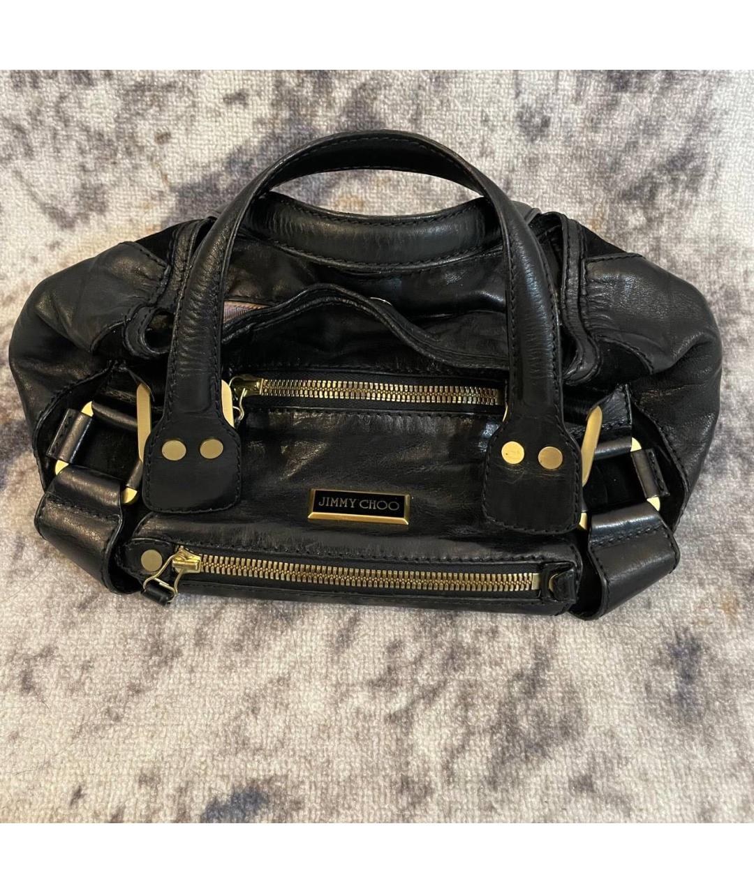 JIMMY CHOO Черная кожаная сумка с короткими ручками, фото 3