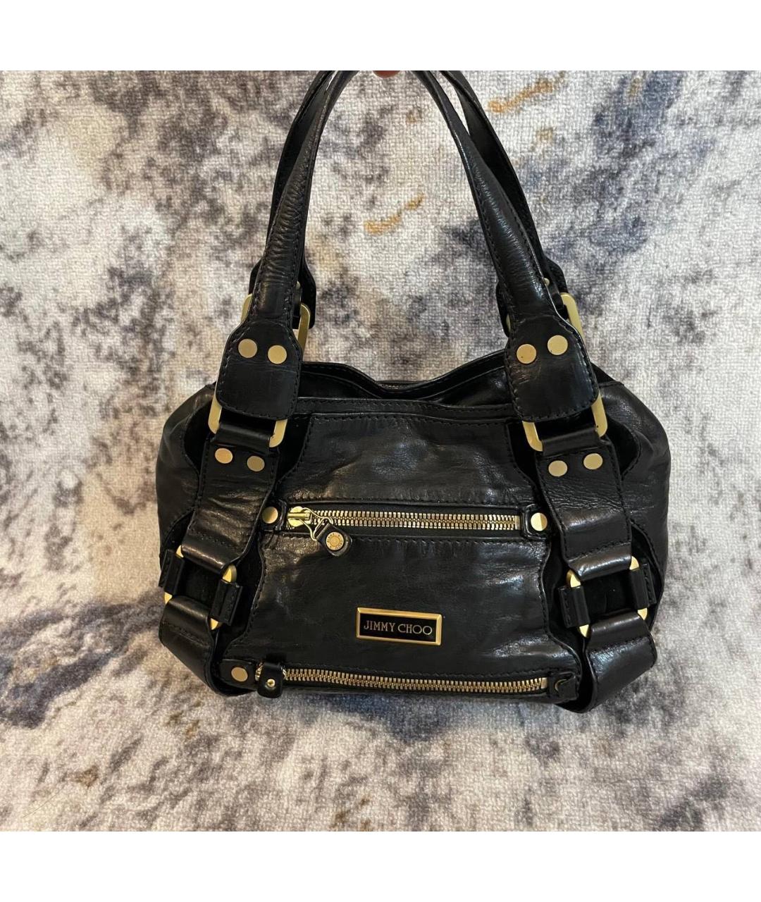 JIMMY CHOO Черная кожаная сумка с короткими ручками, фото 6