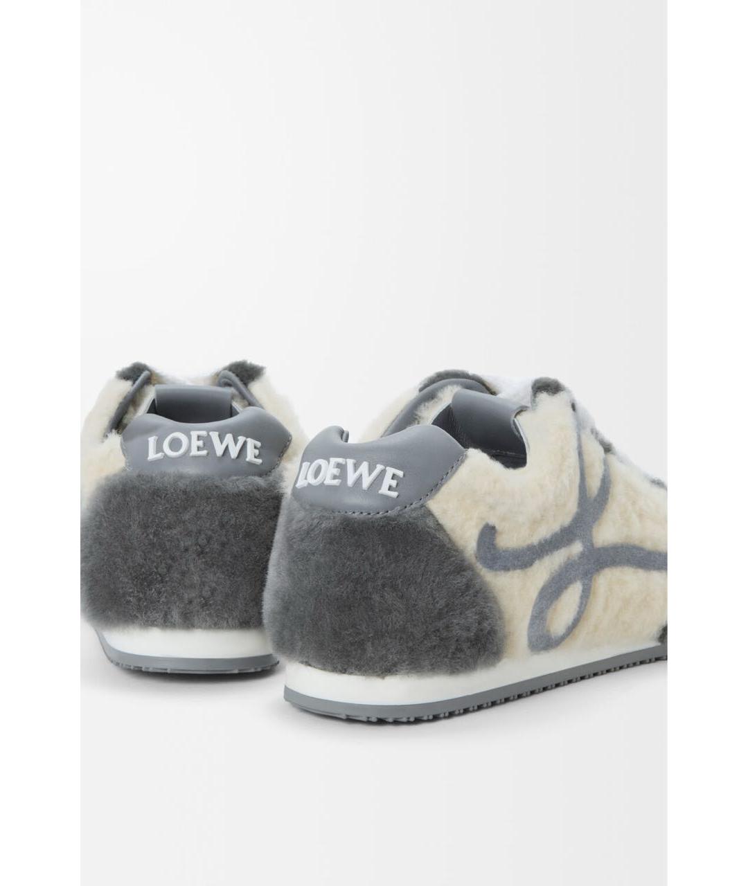 LOEWE Серые кожаные кроссовки, фото 5