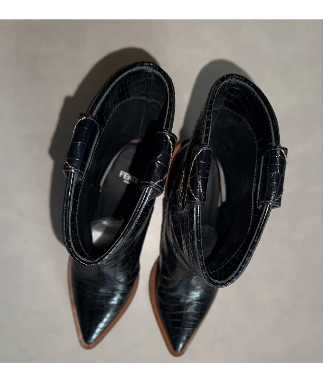 FENDI Черные кожаные полусапоги, фото 3