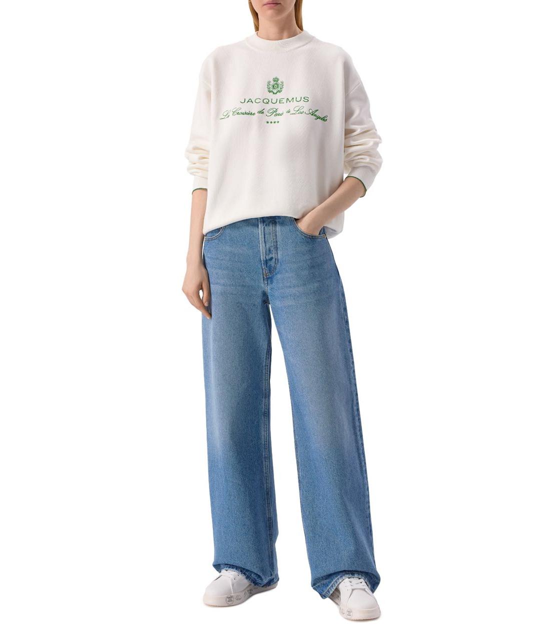 JACQUEMUS Голубые хлопковые прямые джинсы, фото 5