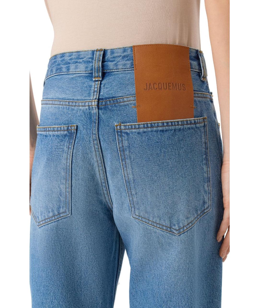 JACQUEMUS Голубые хлопковые прямые джинсы, фото 2
