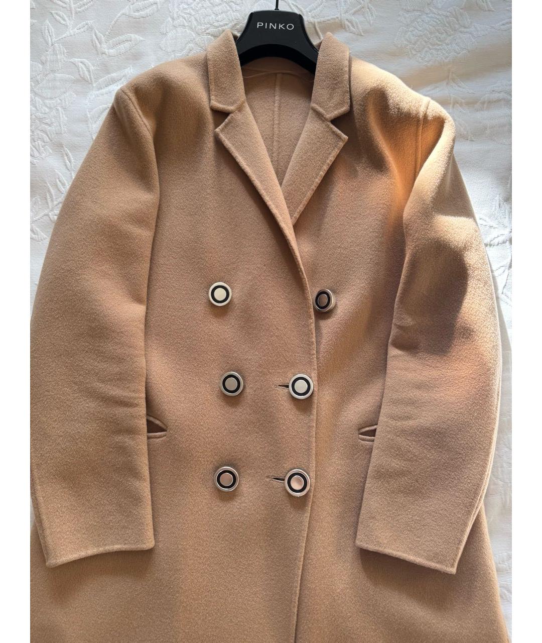 PINKO Коричневое шерстяное пальто, фото 6