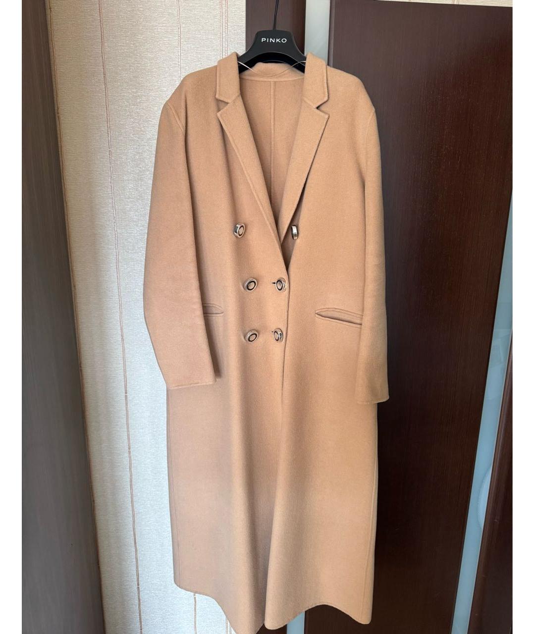 PINKO Коричневое шерстяное пальто, фото 9