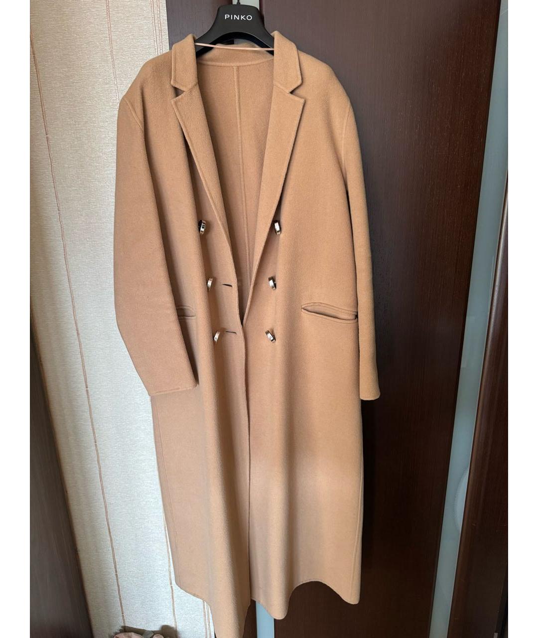 PINKO Коричневое шерстяное пальто, фото 3