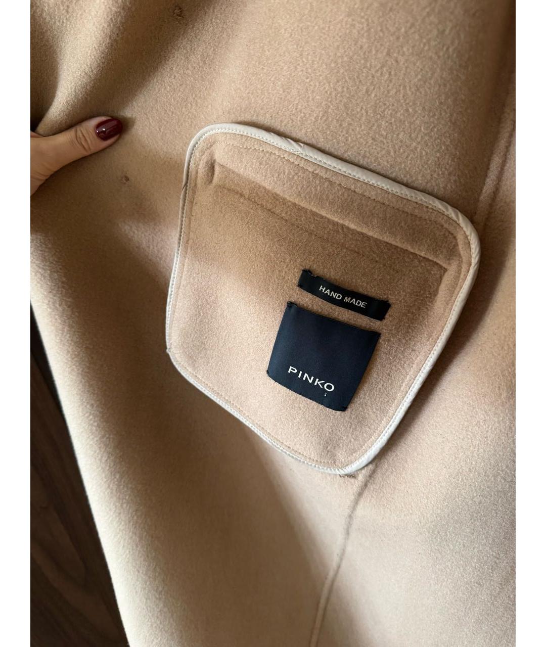 PINKO Коричневое шерстяное пальто, фото 4