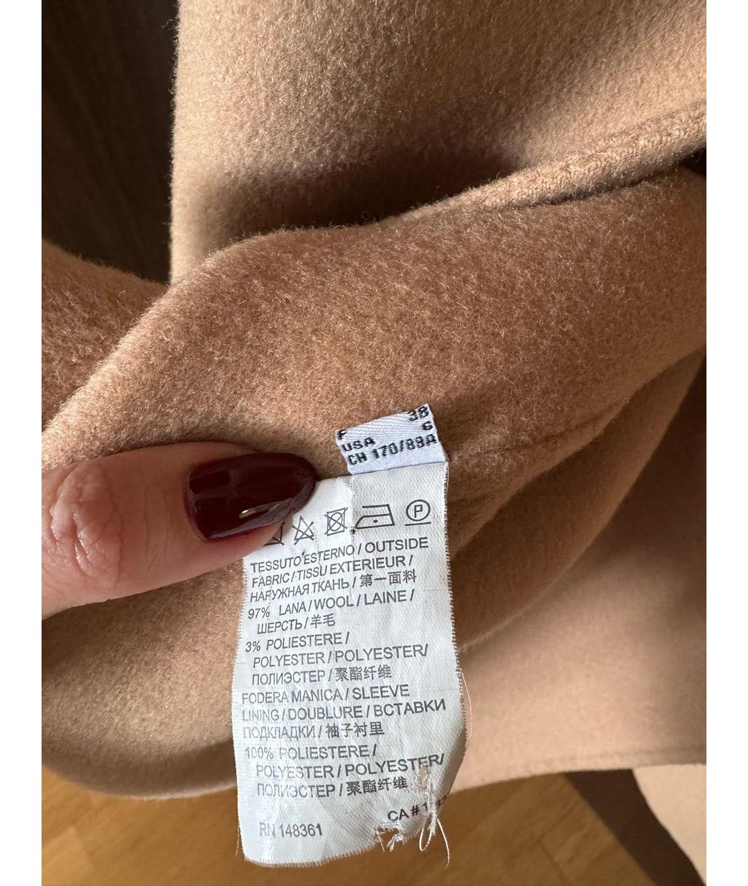 PINKO Коричневое шерстяное пальто, фото 7