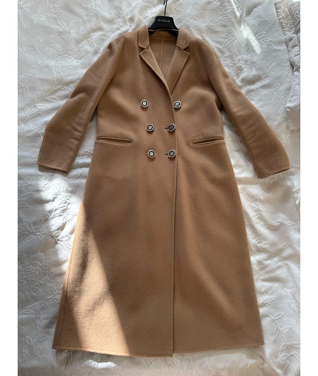 PINKO Коричневое шерстяное пальто, фото 5