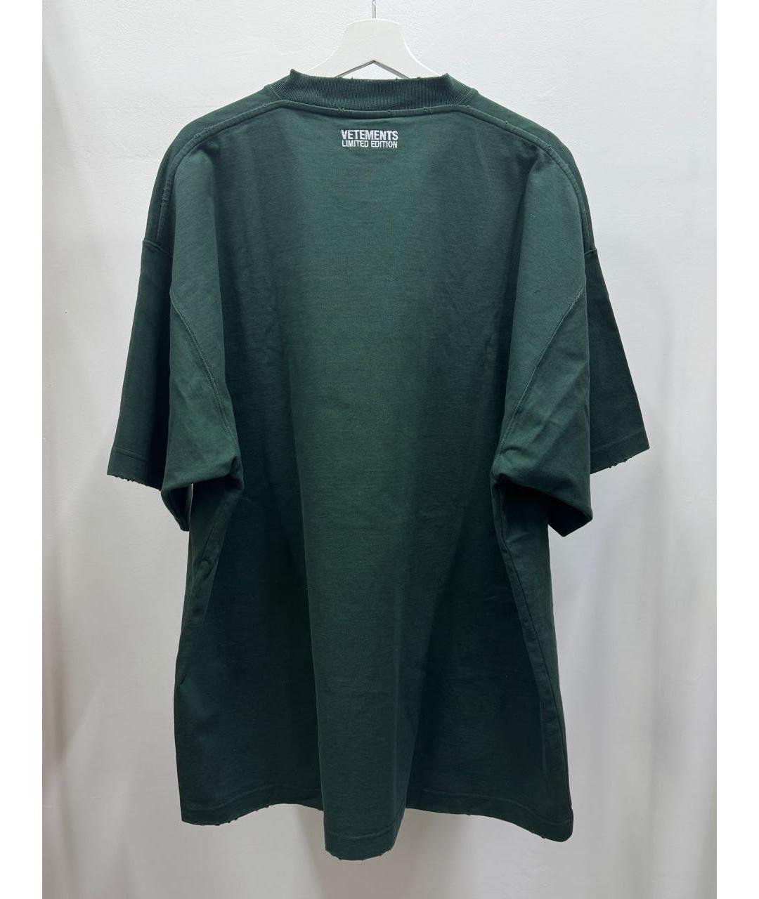 VETEMENTS Зеленая хлопковая футболка, фото 3