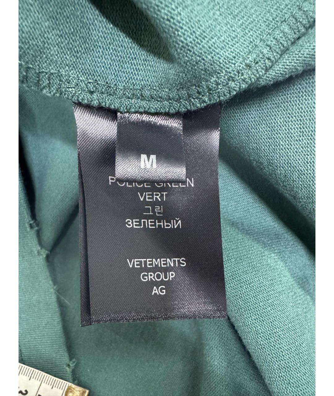 VETEMENTS Зеленая хлопковая футболка, фото 6