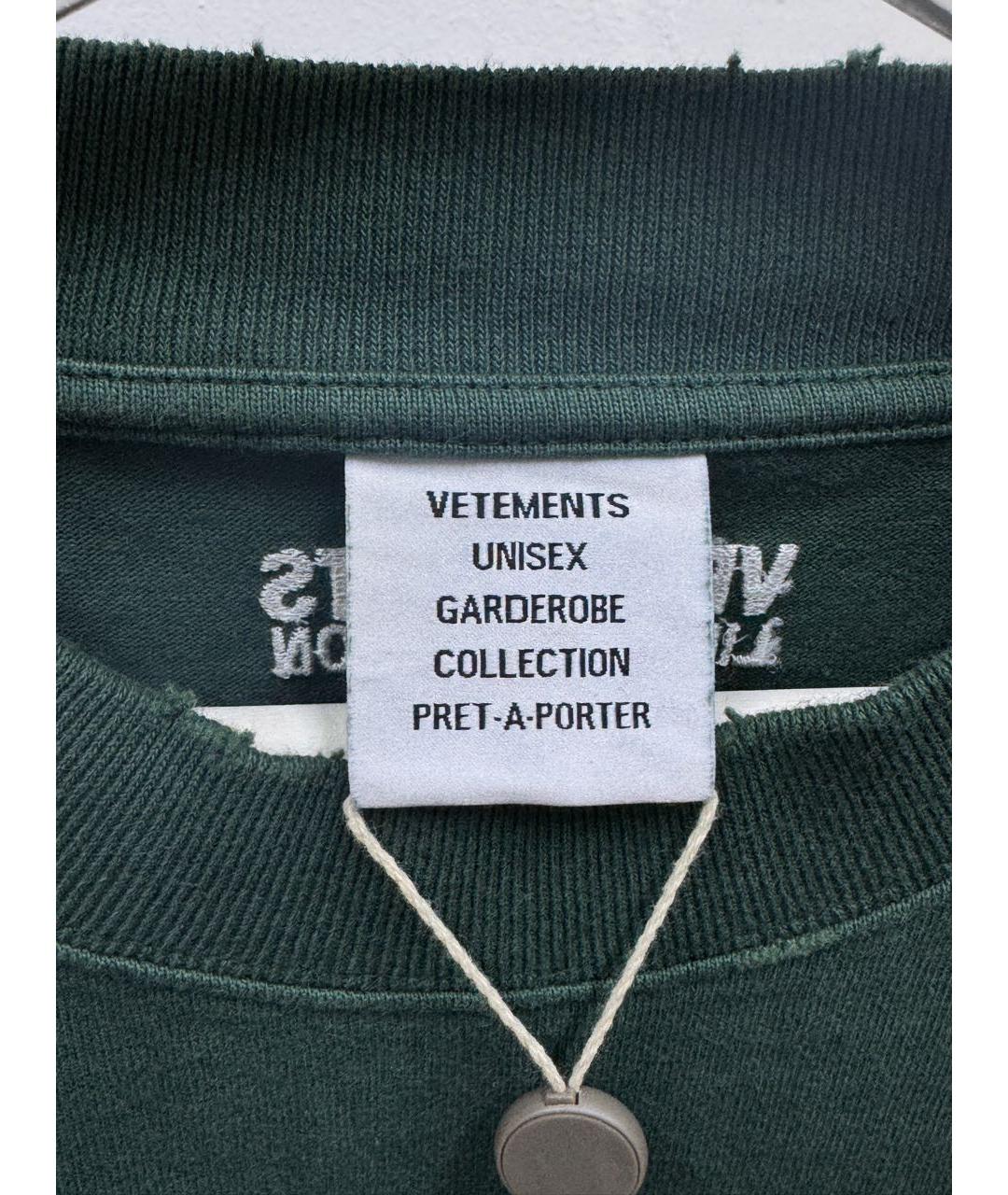 VETEMENTS Зеленая хлопковая футболка, фото 4