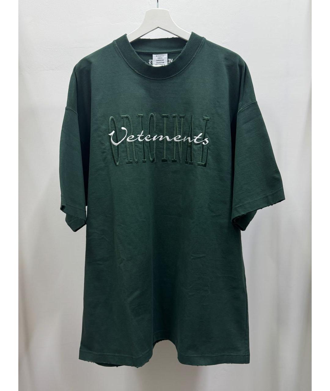 VETEMENTS Зеленая хлопковая футболка, фото 2